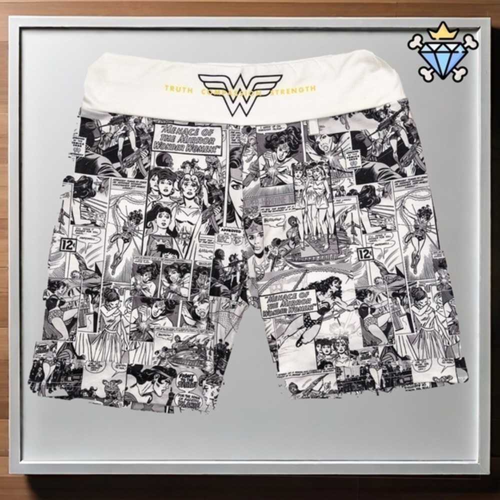 SHEIN X DC COMICS WONDER WOMAN COMIC STRIP BIKER SHORTS SIZE XL LOUNGEWEAR WOMEN